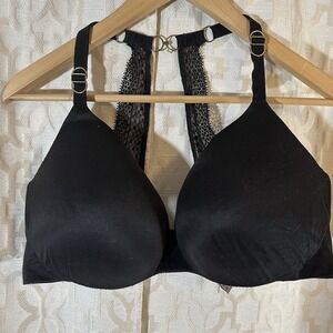 Victoria's Secret Incredible black lace wireless padded push up bra sz40DD